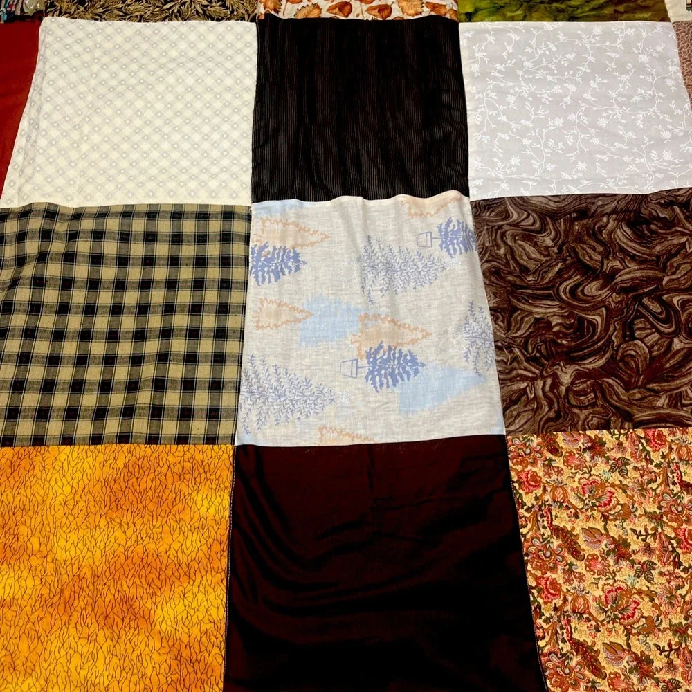Handmade Patchwork Quilt Fall Themed Machine Sewn Faux Suede Back 40